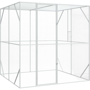 vidaXL Клетка за птици Сребристо 209 x 202 x 214 см (4100931)