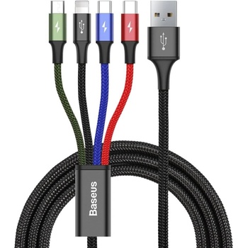 BASEUS Fast 4v1 kábel pre Lightning, Type-C (2×), Micro USB 3,5 A / 1,2 m CA1T4-B01, čierna