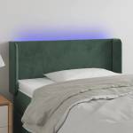 vidaXL LED горна табла за легло, тъмнозелена, 103x16x78/88 см, кадифе (3123001)