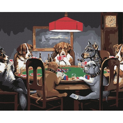 Ideyka Maľovanie podľa čísel Psy hrajúce poker Cassius Coolidge 40 x 50 cm