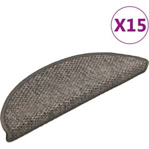 vidaXL Самозалепващи стелки за стълби сизал 15бр 56x17x3см кафявобежов