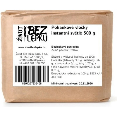 Život bez lepku Pohánkové vločky instantné svetlé 0,5 kg