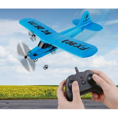 PIPER J-3 CUB RC letadlo 2 kanály 2,4 Ghz modrá FX RC_308871 RTF 1:10