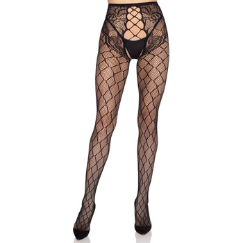 Leg Avenue Net Tights with Crotchless Panty 1966 Black