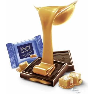 Lindt Pralinky Squares Tmavý Karamel s mořskou solí 100 g