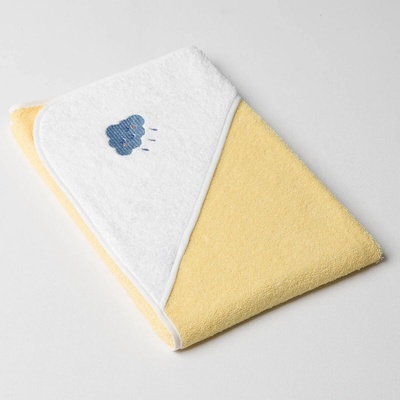 Veba LOTA osuška s kapucí žluto/bílá s výšivkou Mráček bílá lemovka 75x75 cm – Zboží Mobilmania