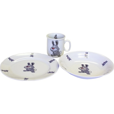 Český porcelán Dětská jídelní souprava Zajíc 3 dílná