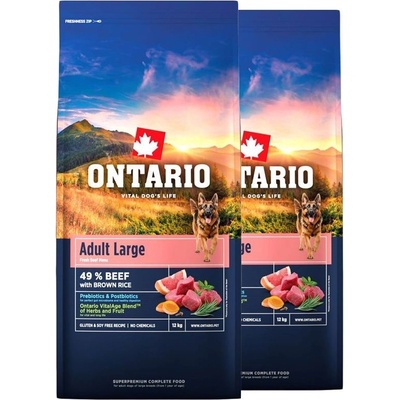 ONTARIO Adult Large Beef & Brown Rice 2 x 12 кг
