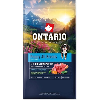 Ontario Puppy & Junior All Breeds Monoprotein Tuna & Sweet Potatoes 2 x 6,5 kg