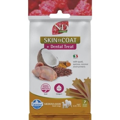 N&D Farmina Pet Foods QUINOA Dog Dental Snack Skin & Coat Quail Medium & Maxi 100 g