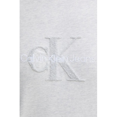 Calvin Klein Jeans Памучна тениска Calvin Klein Jeans в сиво с апликация J30J326158 (J30J326158)