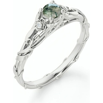 Lunica Stříbrný prsten MECHOVÝ ACHÁT 0679 6