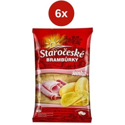 Staročeské brambůrky šunka 6x 80 g