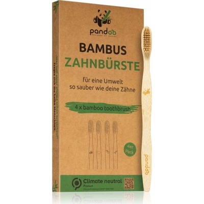 Pandoo Bambusová kefka Medium Soft 4 ks