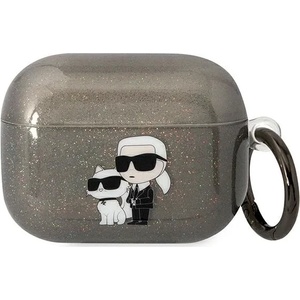 Karl Lagerfeld черен брокатен калъф за AirPods Pro Karl&Choupette (KLAPHNKCTGK)