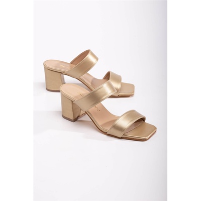 Moda Trend Дамски чехли с ток - Златисти #370790 (370790_Златист)