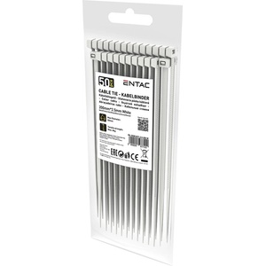 Entac Кабелни връзки ENTAC 200mm x 2, 5mm white 50 броя ECT-2.5-200-W (ECT-2.5-200-W)