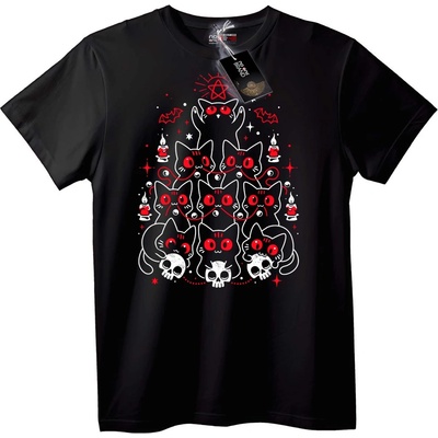 NOONEBRAND Тениска Готически Котки и Черепи - 6XL, Black