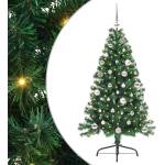 vidaXL Изкуствена коледна елха с подсветка Зелен 150 cm ПВЦ (3397000)