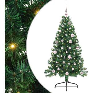 vidaXL Изкуствена коледна елха с подсветка Зелен 150 cm ПВЦ (3397000)