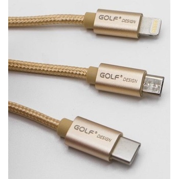Golf GC-39 3v1 microUSB/Lightning/USB-C, 1m, zlatý