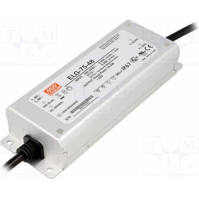 MEAN WELL ELG-75-48 Napájecí zdroj: spínaný; LED; 76,8W; 48VDC; 1,6A; 180÷295VAC; IP67