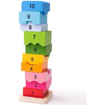Bigjigs Toys Bigjigs- Дървена кула с елементи от 1 до 10 (BB107)