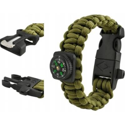 Verk 14372 Náramok prežitia Paracord 5 v 1 khaki