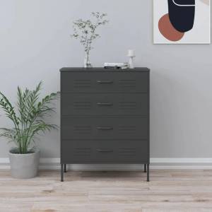 vidaXL Шкаф с чекмеджета, антрацит, 80х35х101, 5 см, стомана (336204)