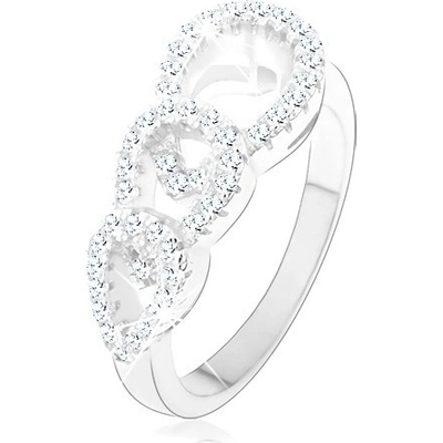 Šperky eshop zásnubní prsten ze stříbra 925 tři zirkonové kontury kapek HH3.18