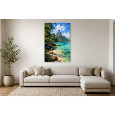 Obraz na plátně – Tyrkysová zátoka pod horským vrcholem 90 × 135 cm