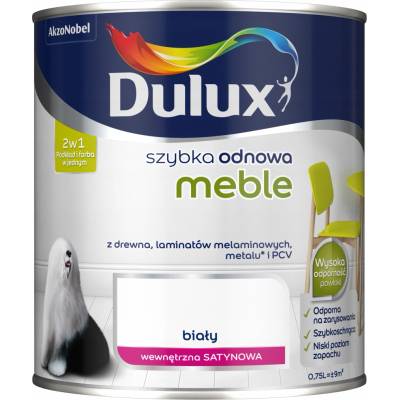Barva barva na dřevo, na nábytek Dulux 0,75 l, bílá polomatná