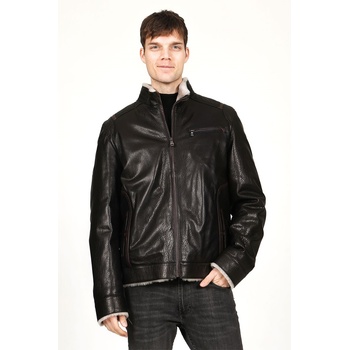 Jacket Club Мъжко яке от естествена кожа с топла подплата e-1044 - Черно #317655 (317655_Кафяво)
