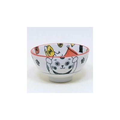 Amana Japonská porcelánová miska HAPPY CAT červená 11 cm