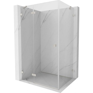 Mexen Lunar лява вискова душ кабина 80 x 90 см, прозрачна, четкан никел - 834-080-090-97-00-L (834-080-090-97-00-L)