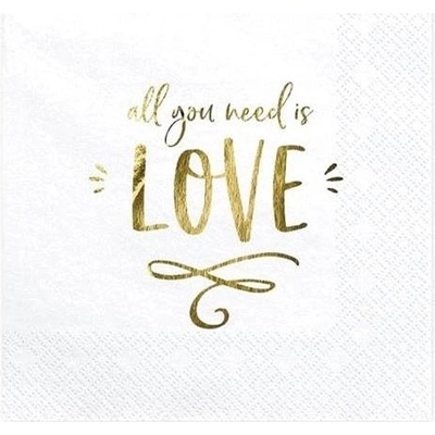 Obrúsky – love – biele – svadba – 33 × 33 cm – 20 ks 5900779102705