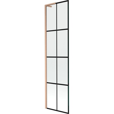 Mexen Next L параван за вана 1-крилов 50 x 150 см, черна решетка, матирана мед - 895-050-000-03-77-65 (895-050-000-03-77-65)