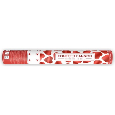 PartyDeco Изстрелващи конфети - Червени сърца 40см