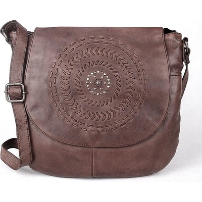 Gianni Conti luxusní kožená crossbody kabelka na rameno podél těla 232 tmavěhnědá