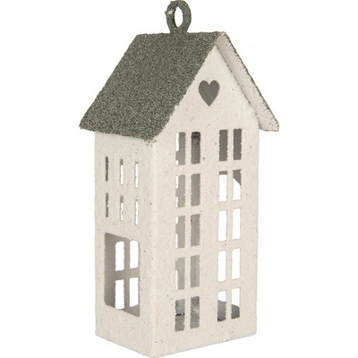 Clayre & Eef Kovový svícen domek s pískovým povrchem Raw Sand - 7*8*17 cm - Clayre & Eef
