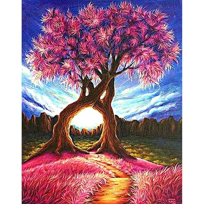 Диамантен Гоблен "Любов на Дърветата" - 30 x 40 см, Квадратни мъниста