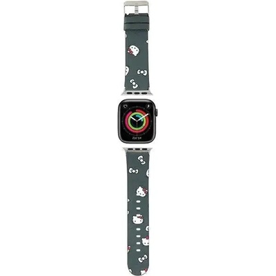 Hello Kitty Каишка Hello Kitty Heads & Bows Pattern Strap за Apple Watch 38/40/41mm, черна (KXG0079589)