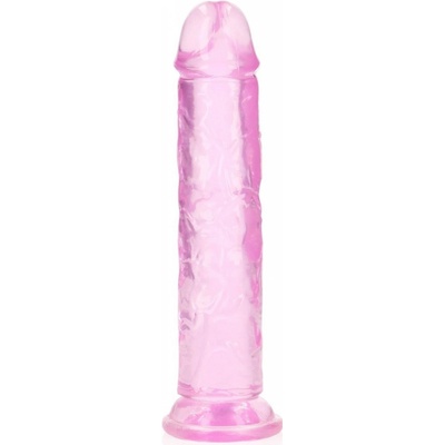 RealRock Crystal Clear Realistic 7 růžové dildo s přísavkou 20 x 3,8 cm