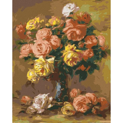 zuty Malování Podle Čísel Růže Ve Váze Pierre-Auguste Renoir 80 x 100 Cm Plátno Rám