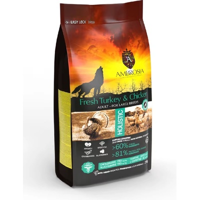 AMBROSIA Ultra premium Large adult за кучета от големи породи над 12 месечна възраст с прясна пуйка и пиле 12kg