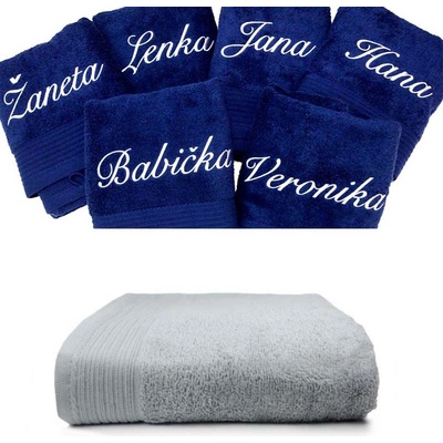 Zelenáčky ručník s výšivkou jména na přání bavlna 50 x 100 cm světle šedá