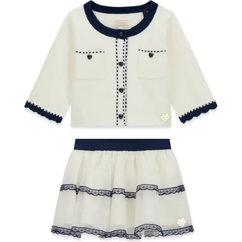 Guess Комплект бяла жилетка и пола с тъмно сини детайли за бебе момиче Guess