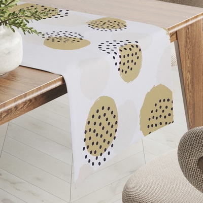Biante Teflonový běhoun TF-059 Okrová a světle meruňková puntíková kola na bílém 20x120cm