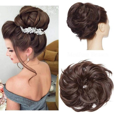 S-noilite Messy Bun příčesek do vlasů s gumičkou, středně hnědá – Zboží Dáma