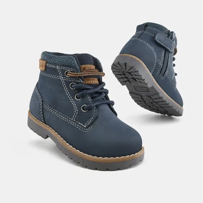Mayoral Тъмно сини зимни боти за бебе момче естествена кожа Майорал